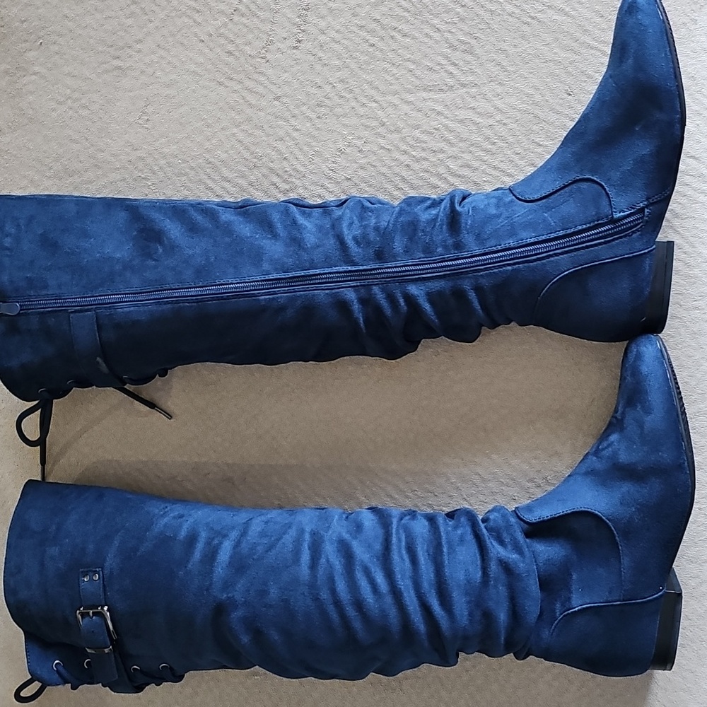 Dream Paris "Colby"  zip up royal blue fashion boots size 6 1/2